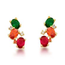 Brinco Earcuff Ziconias ovais Banhado a Ouro 18k