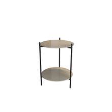 Mesa Lateral Marbella Preta Com Tampo Off White Premium