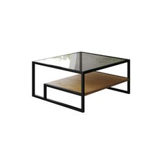 Mesa De Centro Toledo Preta Com Tampos Canela e Vidro