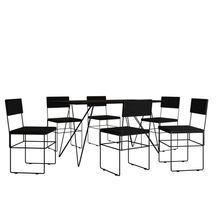Conjunto Mesa Trama Preta Com Tampo Preta 150 Cm Com 6 Cadeiras Vitória Preta Assento Preto