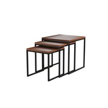 Trio Mesa Lateral Isabella Preta Com Tampo Amêndoa