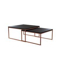 Duo Mesa De Centro Catarina Cobre Com Tampo Preto