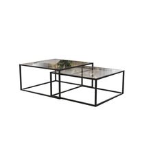 Duo Mesa De Centro Catarina Preta Com Tampo De Vidro