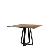 Mesa De Jantar Mônaco Preta Com Tampo Imbuia 110 Cm