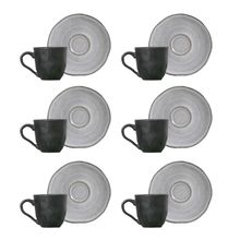 Conjunto de Xícaras de Café com Pires Porto Brasil Orgânico Concreto 6 peças - 120 ml