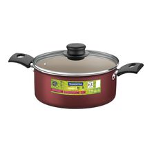 Caçarola Tramontina Turim em Alumínio com Revestimento Interno e Externo em Antiaderente Starflon Max Vermelha 24 cm 4,9
