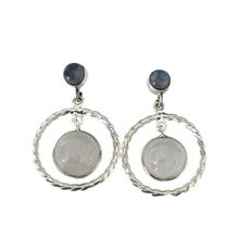 Brinco Circulos Pedra da Lua Prata 925