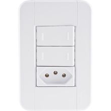 Conjunto 4x2 com 2 Interruptores Paralelos 10 A 250 V e 1 Tomada 2P+T 10 A 250 V Tramontina Tablet Branco