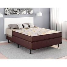 Cama Box Conjugada Casal Ortobom Turin Spring com Ortopillow e Molas Nanolastic 43x138x188cm - Marrom/Bege