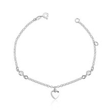 Pulseira Coração Liso e Zirconios Prata 925