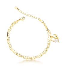 Pulseira Dupla com Coração  Banhado a Ouro 18k