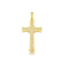 Pingente Crucifixo Feminino 5cm Cravejado Banhado a Ouro 18k