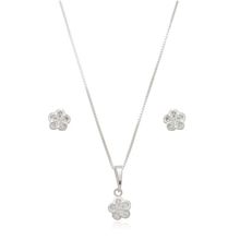 Conjunto Delicado Flor Charmosa Prata 925
