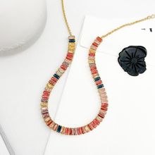 Colar Choker Riviera Com Zircônias Coloridas Banhada a Ouro 18k