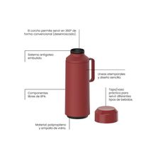 Garrafa Térmica Tramontina Exata em Polipropileno Vermelho com Ampola de Vidro e Tampa Rosqueável 1 L