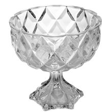 Centro de Mesa Lyor em Cristal Decorativo com Pé Deli Diamond - 24,5 x 24cm