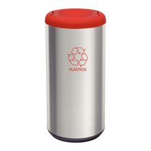 Lixeira Inox Tramontina Piemonte 40 Litros Acetinado Tampa Basculante Vermelha em Polipropileno