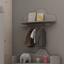 Prateleira Decorativa com Cabideiro 80cm Nuvem Fendi Genialflex