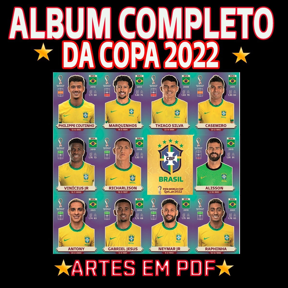 Kit Todas As Figurinhas Da Copa 2022 Arquivos Para Imprimir em 2023