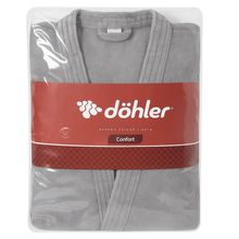 Roupão Aveludado Quimono com Manga Dohler Tamanho G Cinza