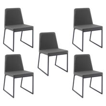 Kit 5 Cadeiras de Jantar Decorativa Base Aço Preto Javé Velosuede Chumbo - Gran Belo