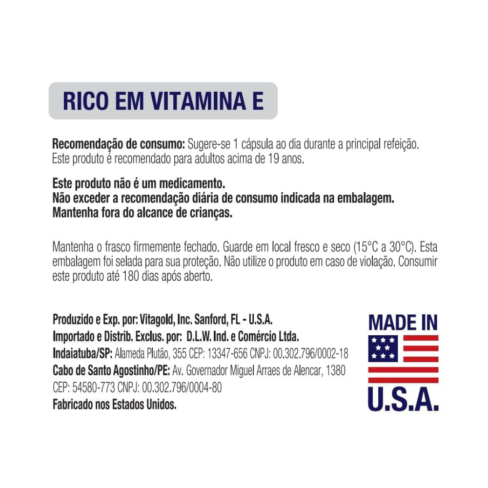 Encontraproduto.com.br - Vitamina E 400ui Vitgold 100 cápsulas
