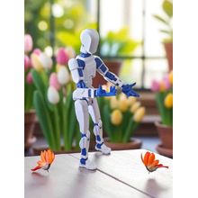 Boneco Robo De Ação 14 CM Ultraman Dummy 13 Brinquedo Impresso Branco/Azul