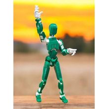 Miniatura Boneco Dummy 14 cm DESMONTADO Brinquedo Articulado 3D Verde