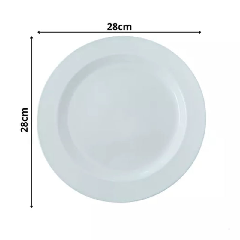 Prato Redondo 28cm Raso Melamina Branco c/ 100 und Bestfer