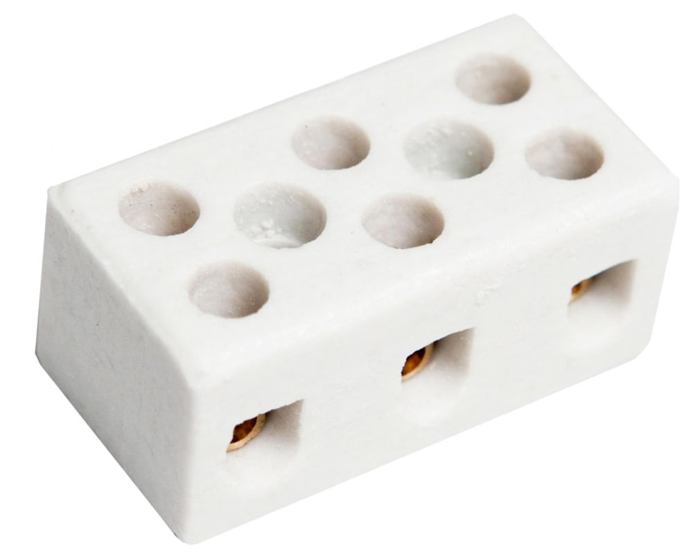 Conector Porcelana 06Mm 3 Polos C-10Pcs