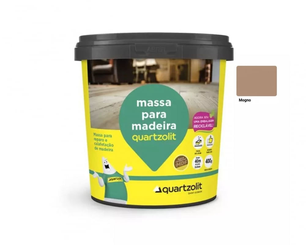 Massa Para Madeira Mogno 0,4KG Quartzolit