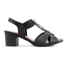 Sandália Usaflex Salto Bloco Pedraria Feminina