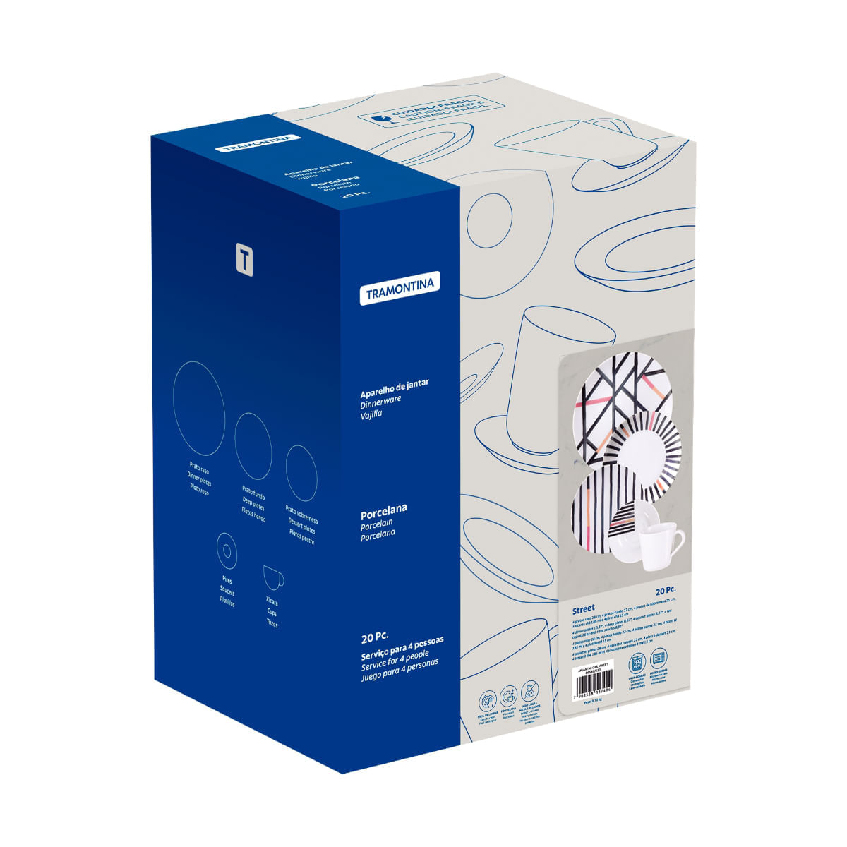 Aparelho De Jantar Em Porcelana 20 Peças Street Tramontina