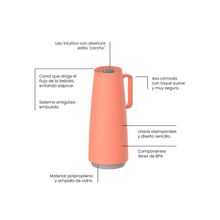 Bule Térmico Tramontina Exata Coral com Ampola de Vidro 1 L