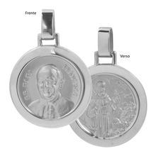 Pingente Aço Papa Francisco e São Francisco de Assis
