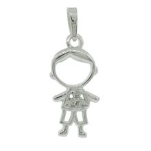 Pingente de Prata Menino com Zircônia de  18x10mm