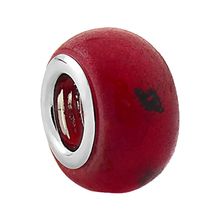 Pingente Prata Link Tubo Separador com Resina Rubi 5x12mm