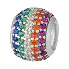 Pingente Prata Link Separador com Zircônias Coloridas