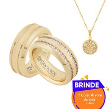 Par de Alianças Aço IPG Troya Dupla e Eros + 1 colar