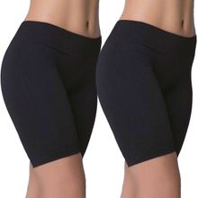 Kit 2 Bermudas Selene Sem Costura Feminina - Preto