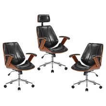 Kit 2 Cadeiras de Escritório Juliette Diretor e 1 Presidente Preta - Gran Belo