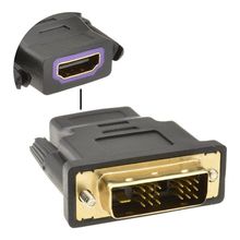 ADAPTADOR HDMI FÊMEA BANHADO A OURO 24K X DVI-D MACHO 18+1 PINOS = FULL HD 2K 4K 1080P 1080I