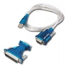 KIT CABO ADAPTADOR CONVERSOR USB SERIAL DB9 RS232 PARALELO DB25 = SERIAL DB9 + SERIAL DB25