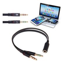 ADAPTADOR P3 Y DIVISOR FONE E MICROFONE P2 3,5M = SEPARADO = 1X P3 FEMEA + 2 P2 MACHO