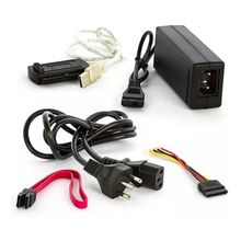Adaptador USB 2.0 para SATA e IDE com fonte de alimentação.