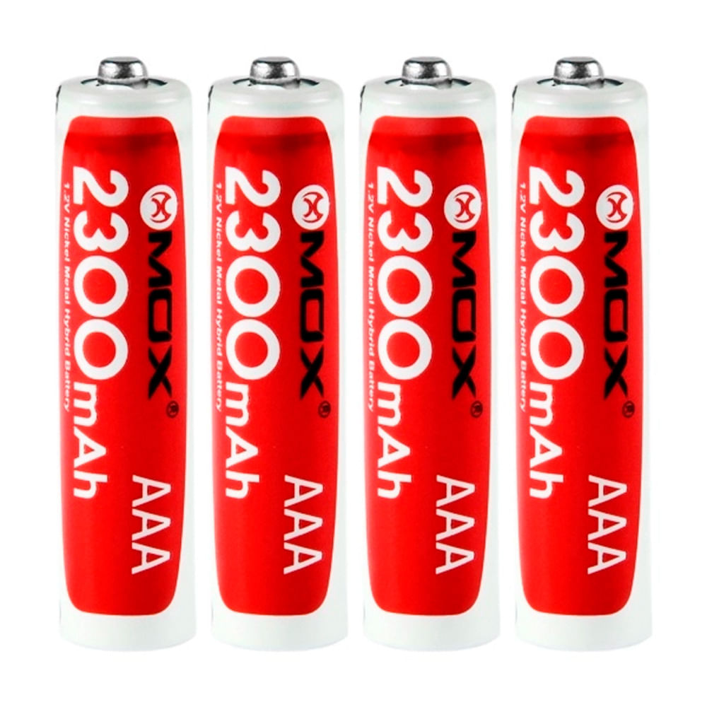 4 Pilhas Recarregáveis AAA MOB4AAA23 2.300mAh 1.2V Mox