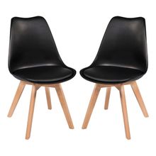 Kit com 2 Cadeiras Leda Preta - Charles Eames com Almofada