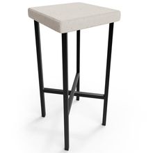 Banqueta Alta Bar Cozinha Sala De Jantar Preto Stella L02 Linho Cru - Lyam Decor