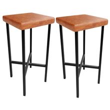 Kit 02 Banquetas Alta Bar Cozinha Sala De Jantar Preto Stella L02 Couríssimo Camel - Lyam Decor