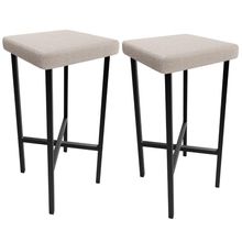 Kit 02 Banquetas Alta Bar Cozinha Sala De Jantar Preto Stella L02 Bouclê Creme - Lyam Decor